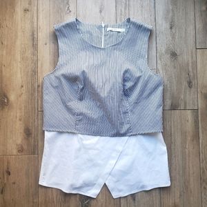 Bailey 44 Sleeveless Blouse Striped White Black M